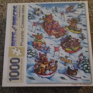 NIB Bits And Pieces Hoggin' The Toboggan 1000 Piece Puzzle